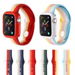 Combo Brazalete Apple Watch + Car?tula 44mm Arcoiris