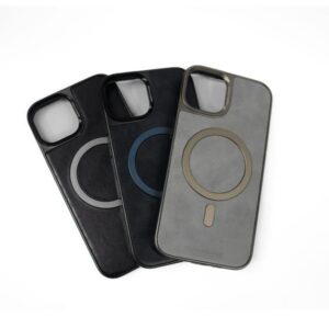 Estuche Iphone de Cuero Borde Metálico 15 Pro