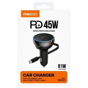 Adaptador de Auto RECCI Cable Retractil Tipo C RQ10