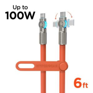 Cable Hypergear Chunky 180&deg; 100W USB-C a USB-C Orange