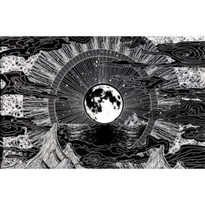Tapiz ThreadHeads Moon Black and White / 55" x 83" / Face Sun and Moon