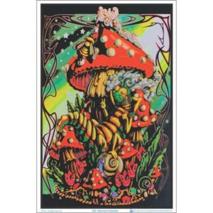 Mushroom Caterpillar Blacklight Poster / 23" x 35"
