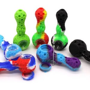 Pipa de Silicona Diseño Panal de abeja Cuento Vidrio + Dabber y Almacenamiento para Wax