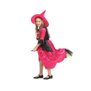 Disfraz/Traje de Niña Bruja Rosa Brillante G0328