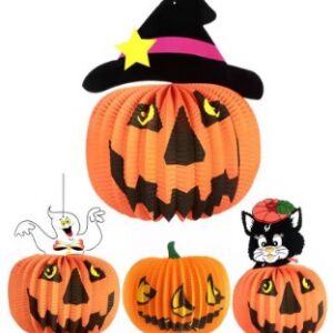 Calabaza Acordeón de Papel con Diseños
